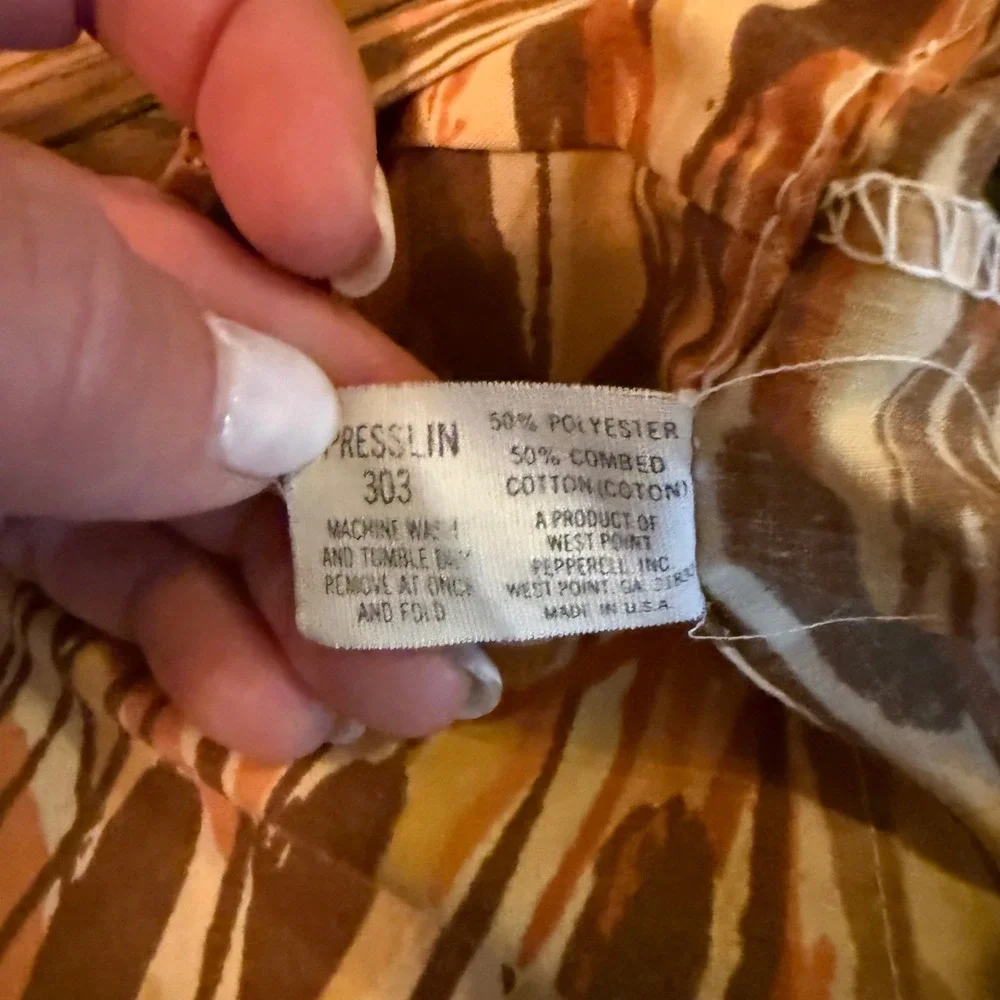 9 Vtg West Point Pepperell Presslin Full Size Bedding Set Brown Orange Cattail